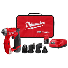 Milwaukee
        
        Combo Kit - Milwaukee M12 FUEL™ Installation Drill/Driver Kit Includes 3/8” Chuck, Offset Driver, ¼” Hex, and Right Angle, 2505-22