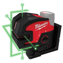 Milwaukee
        
        Laser Level Kit - Milwaukee M12™ Green Laser Kit – Cross Line & 4-Points, 3624-21