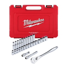 Milwaukee
        
        Ratchet and Socket Set - Milwaukee 28 pc 1/2" Drive Metric Ratchet and Socket Set with FOUR FLAT™ Sides, 48-22-9510
