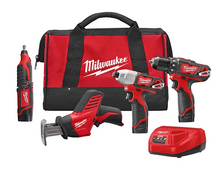Milwaukee
        
        Combo Kit - Milwaukee M12™ Cordless LITHIUM-ION 4-Tool Combo Kit, 2497-24