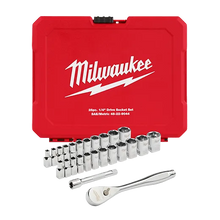 Milwaukee
        
        Ratchet & Socket Set - Milwaukee 25pc 1/4" Drive Metric & SAE Ratchet and Socket Set with FOUR FLAT™ SIDES, 48-22-9044