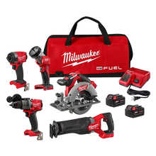Milwaukee
        
        Combo Kit - Milwaukee M18 FUEL™ 5-Tool Combo Kit Includes 1/2" Hammer Drill/Driver, 1/4" Hex Impact Driver, SAWZALL® Recip Saw, 6-1/2" Circular Saw & Work Light, 3697-25