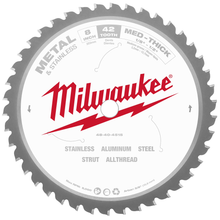 Milwaukee
        
        Circular Saw Blade - Milwaukee 8" Metal & Stainless Cutting, 48-40-4515